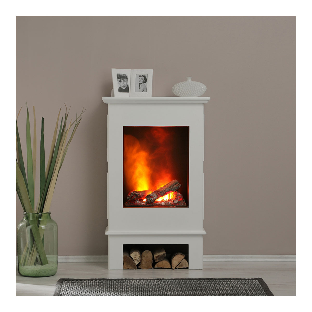 Elektroscanfire-Ofen, brillantweiß, mit 3D-Flammeffekt