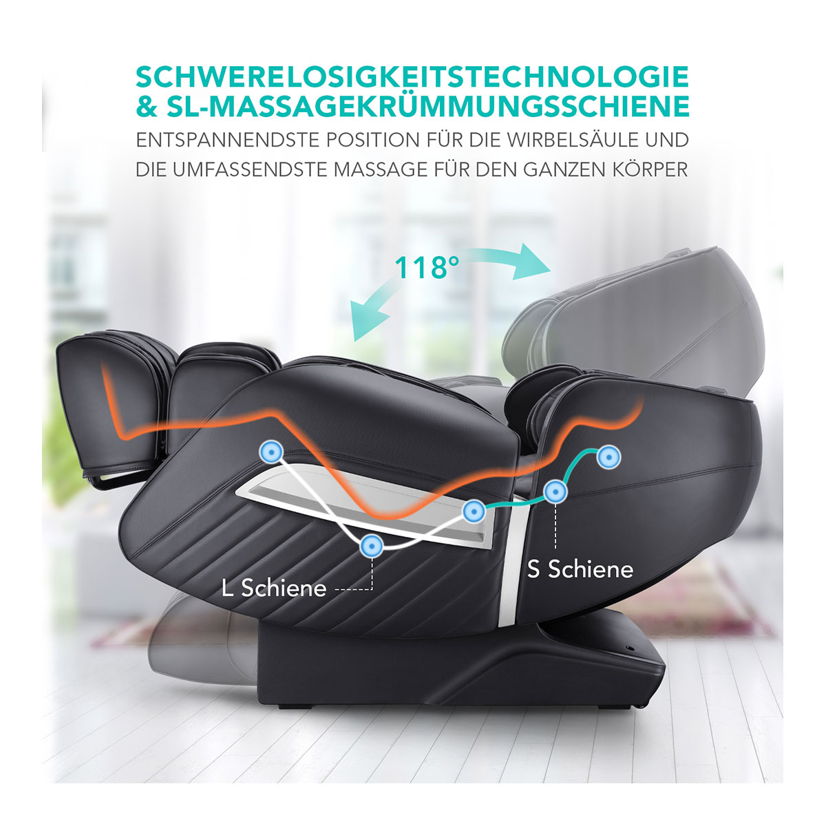 Ganzkörper Massagestuhl Schwarz