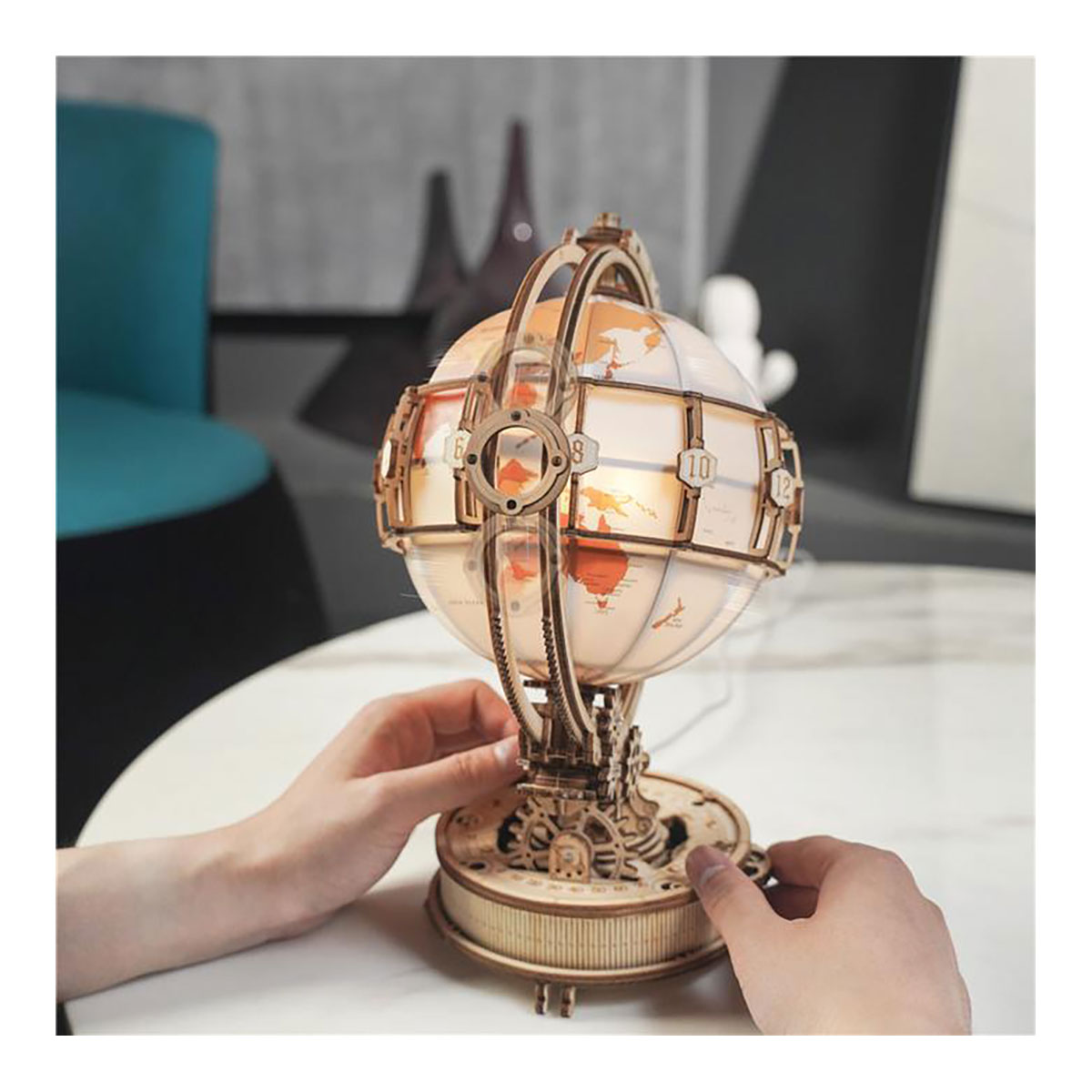 3D-Holzpuzzle, Globus, beleuchtet