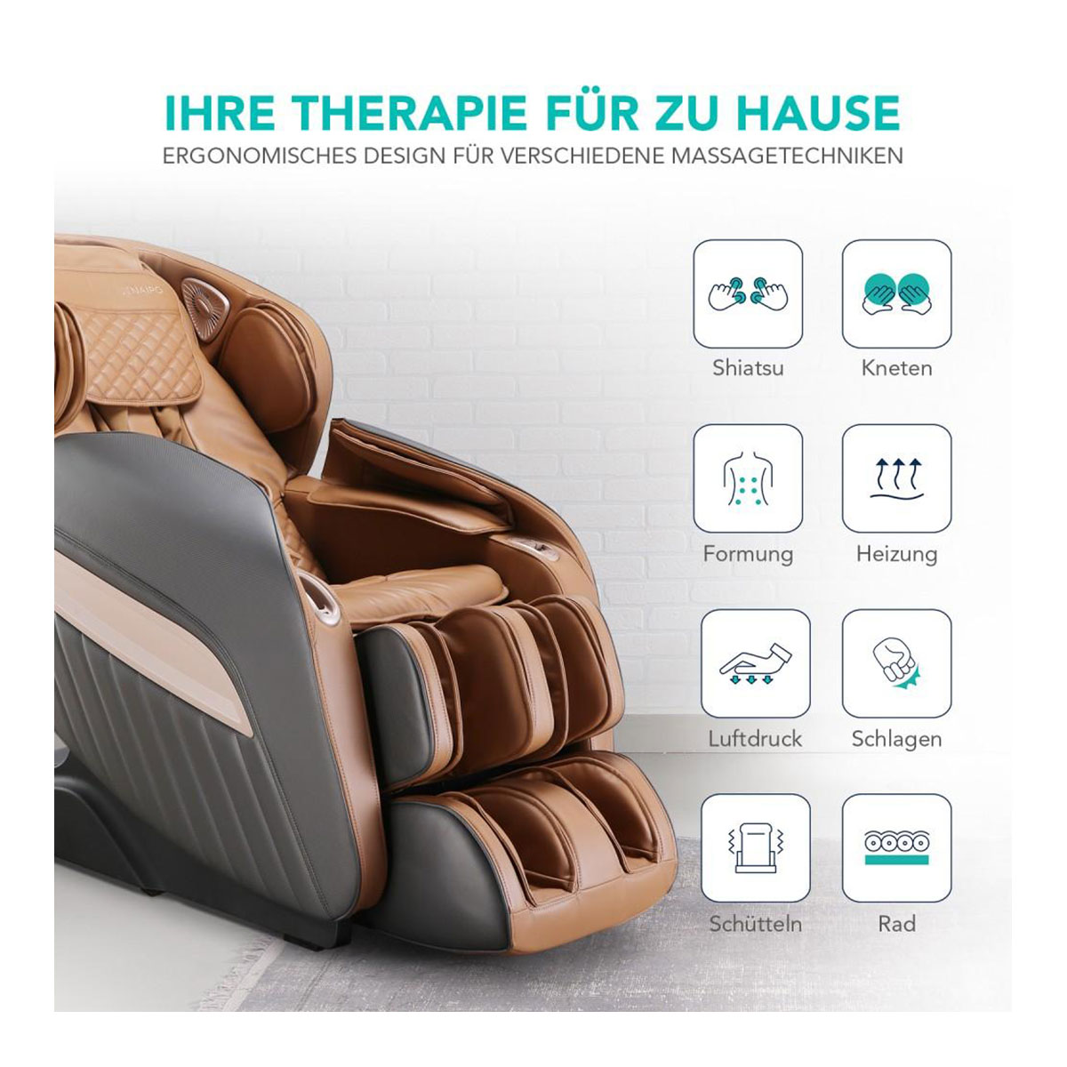 Ganzkörper Massagestuhl Grau/Braun