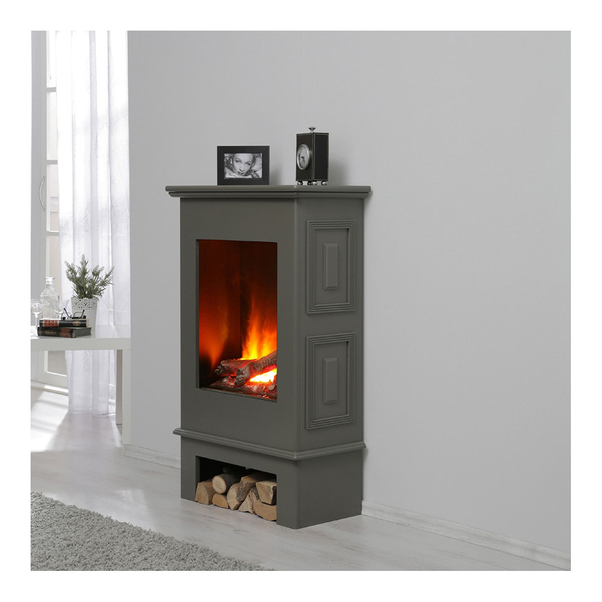 Elektroscanfire-Ofen, quarzgrau, mit 3D-Flammeffekt