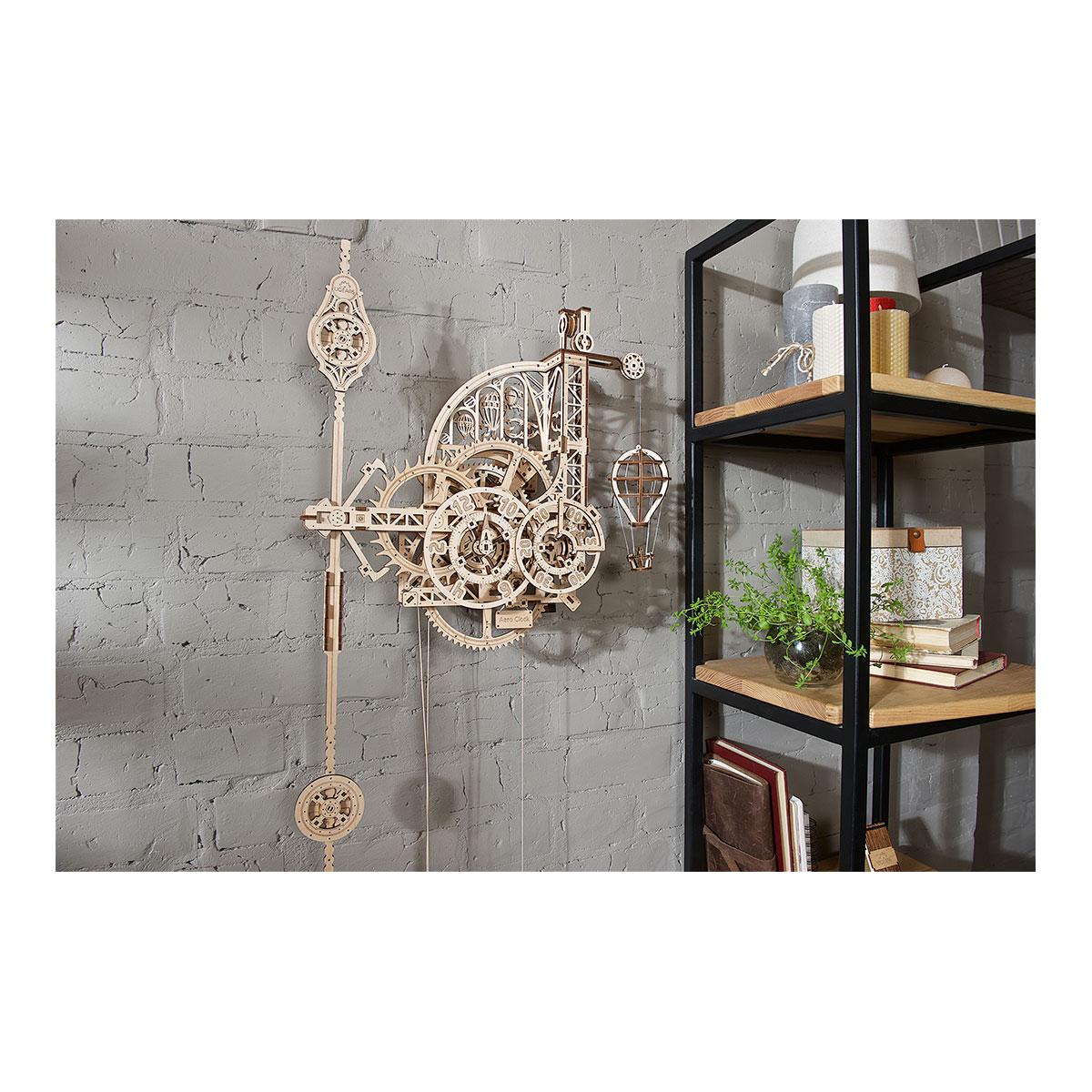 3D-Holzpuzzle, Wanduhr mit Pendel