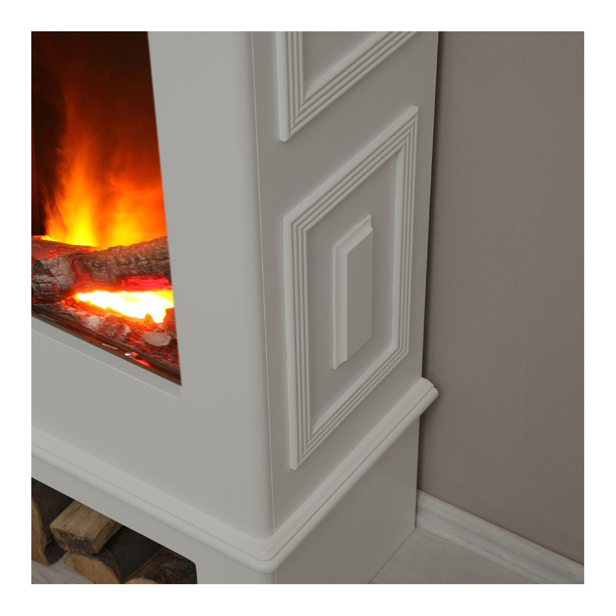 Elektroscanfire-Ofen, brillantweiß, mit 3D-Flammeffekt