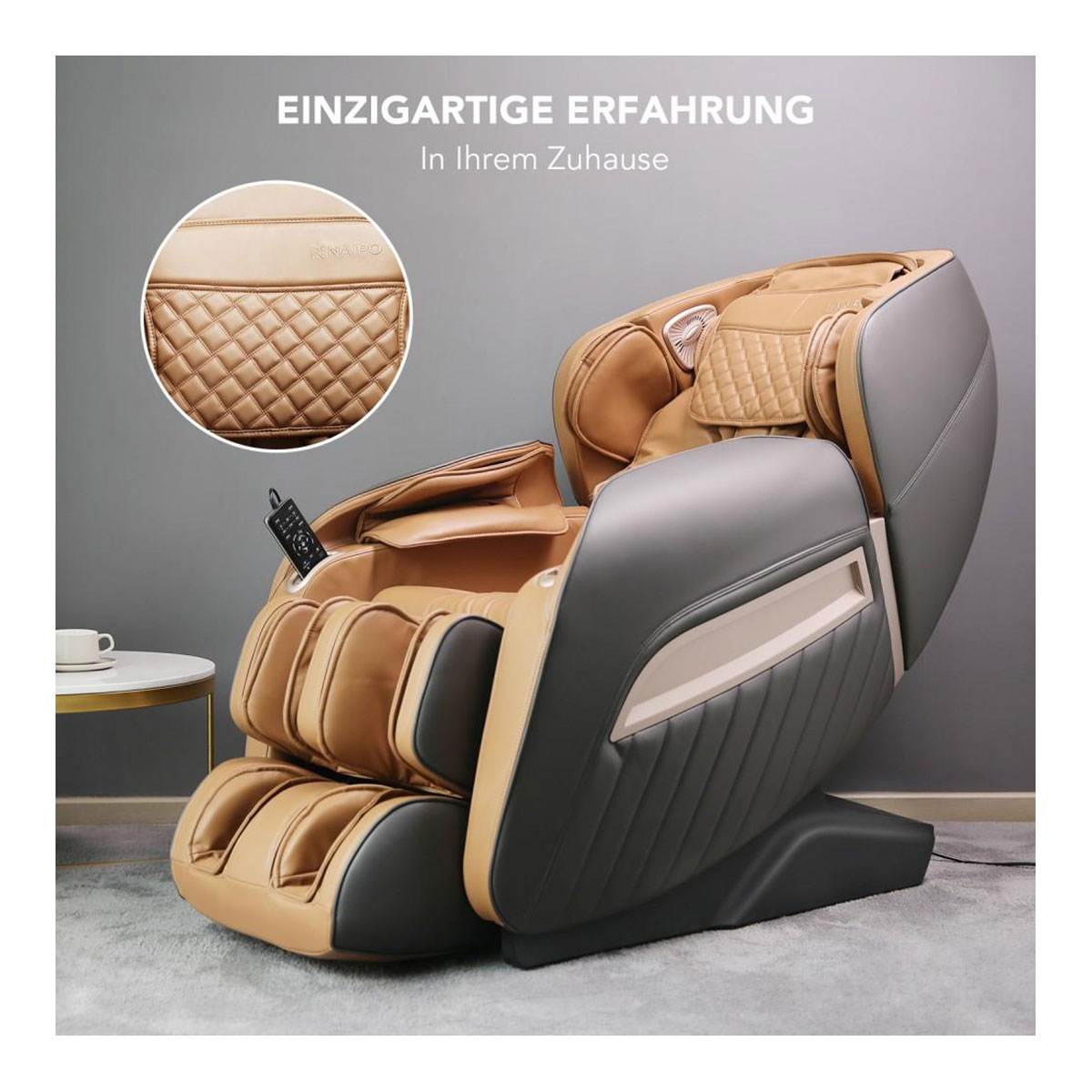 Ganzkörper Massagestuhl Grau/Braun