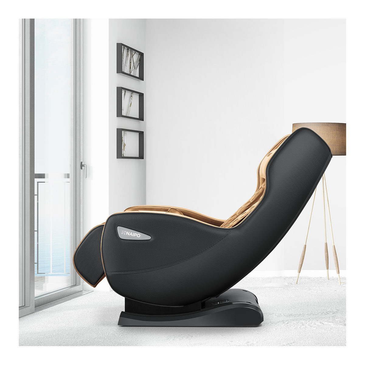 Massagestuhl Hellbraun/Schwarz