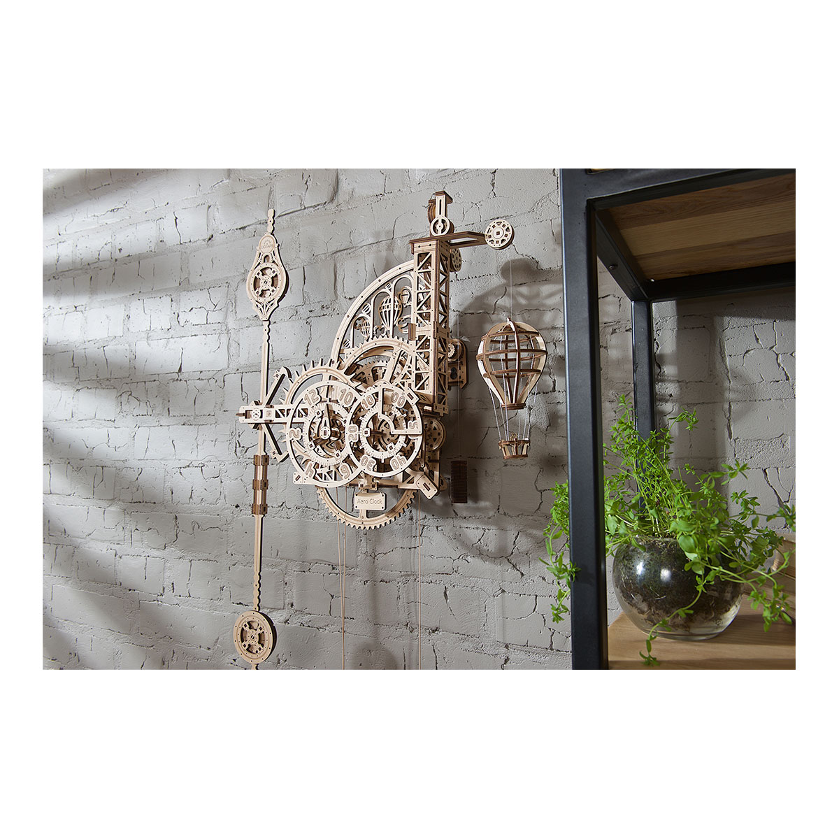 3D-Holzpuzzle, Wanduhr mit Pendel