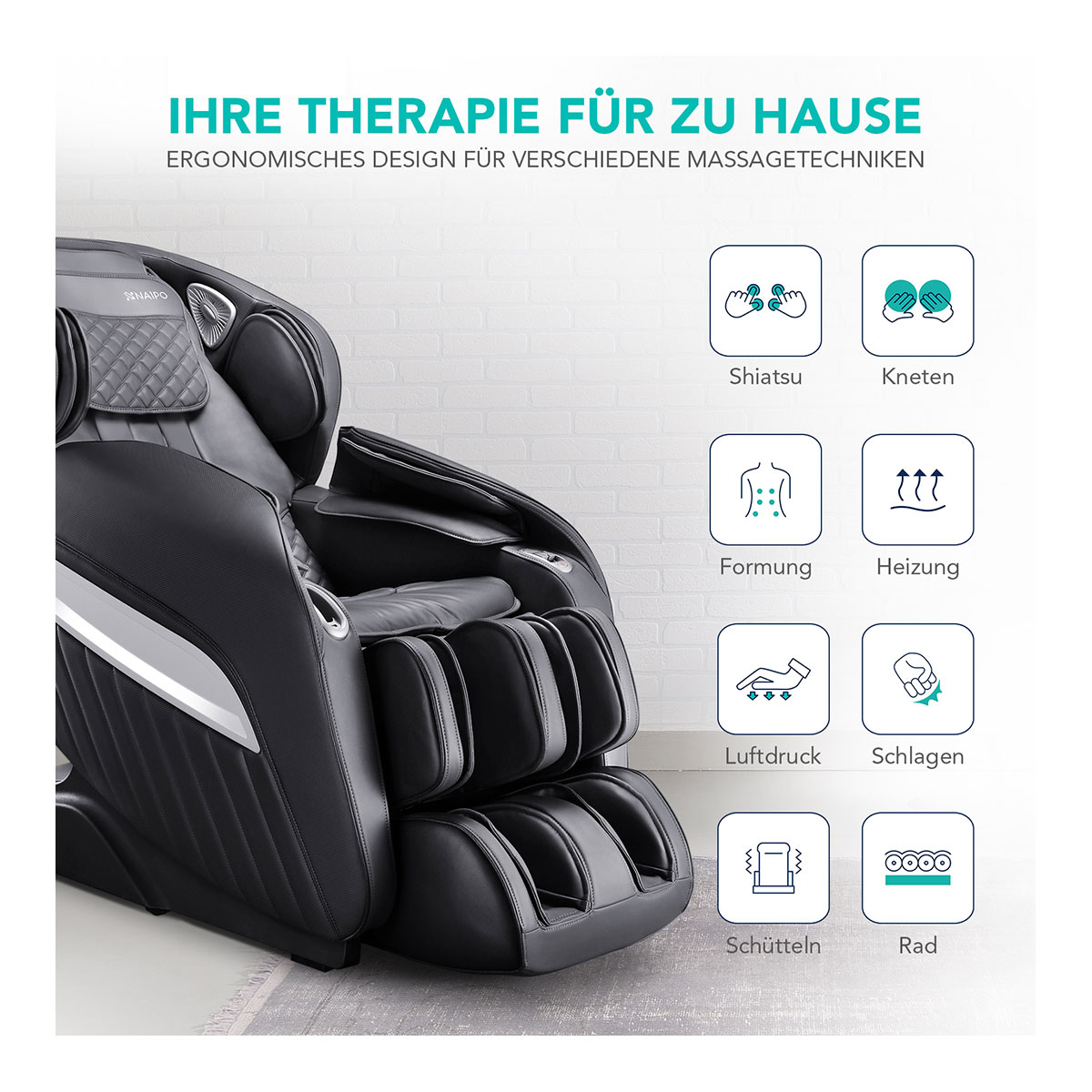 Ganzkörper Massagestuhl Schwarz