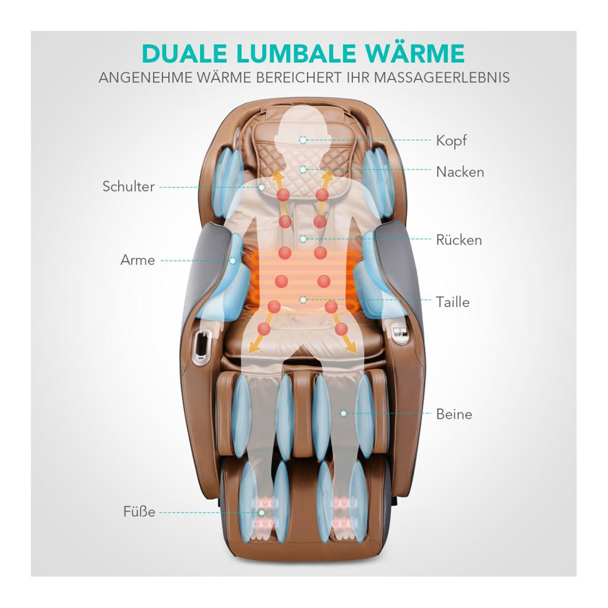 Ganzkörper Massagestuhl Grau/Braun