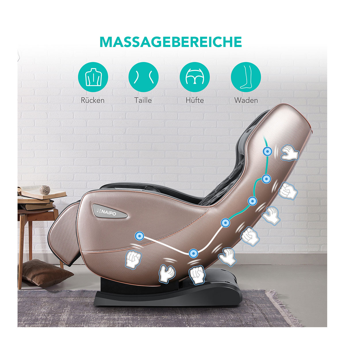 Massagestuhl Hellbraun/Schwarz