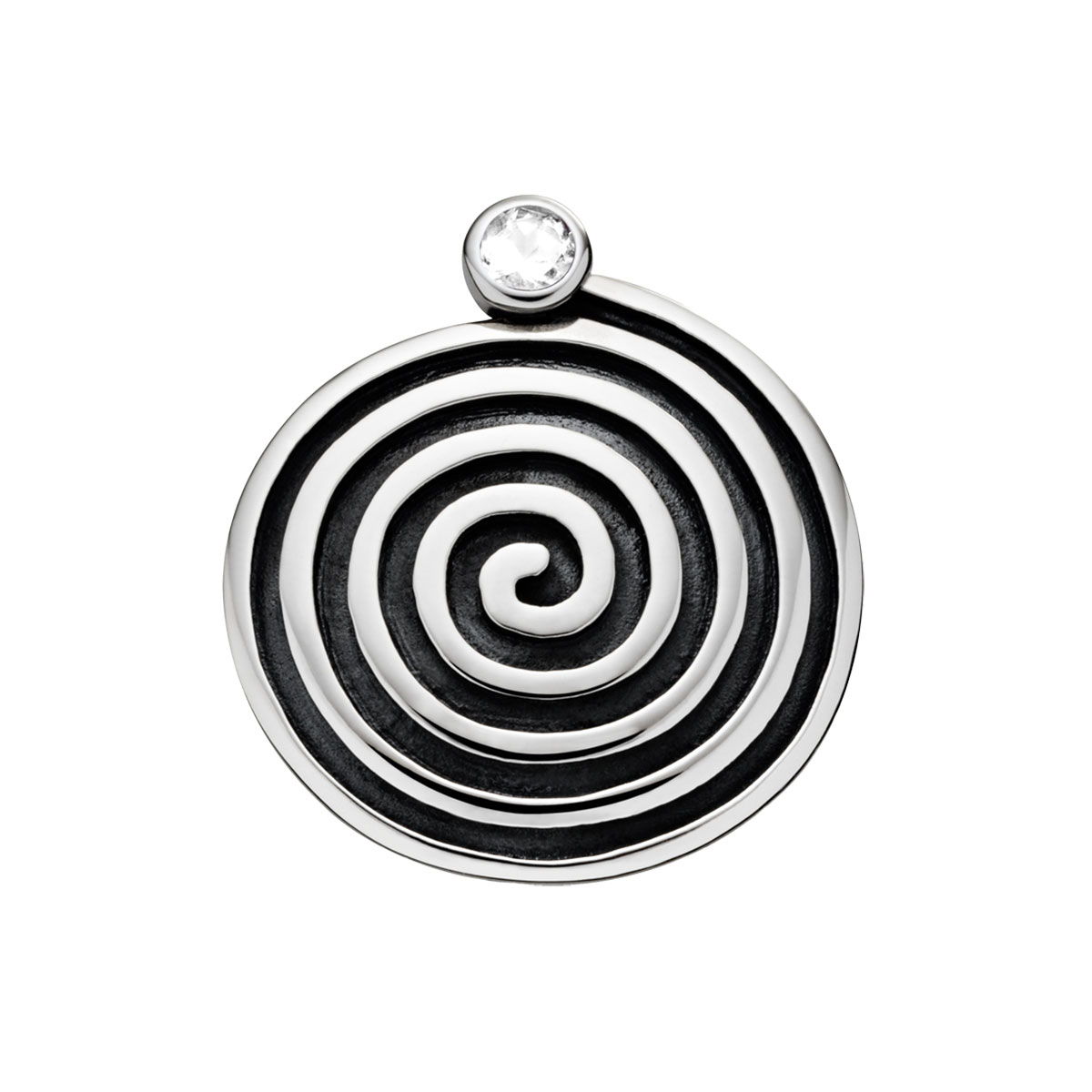 Kettenanhänger Spirale, 925er Silber, teilgeschwärzt, Zirkonia