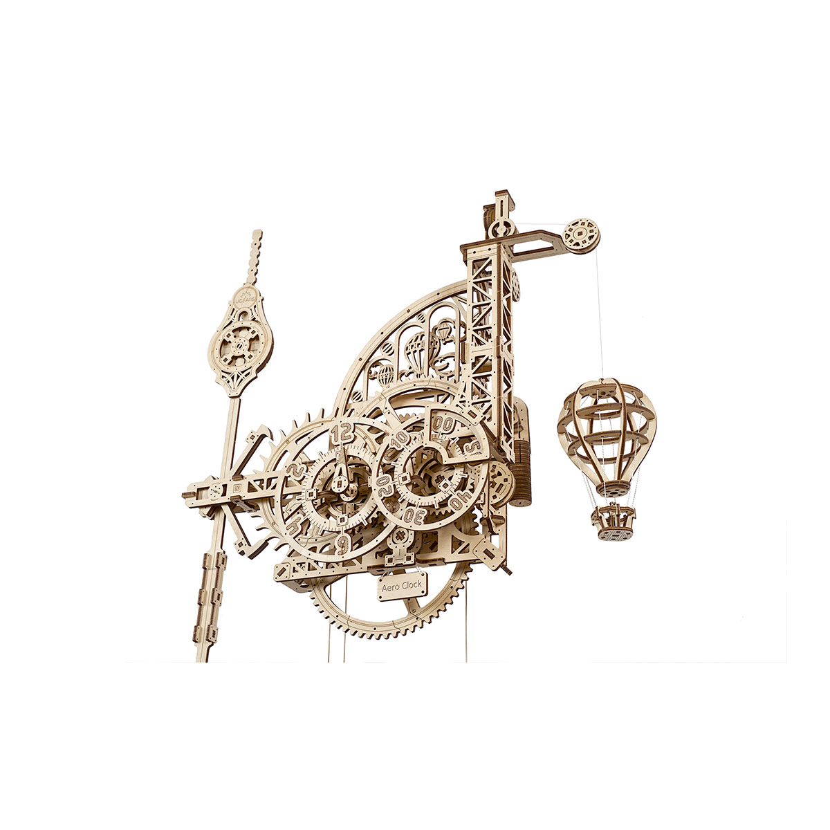 3D-Holzpuzzle, Wanduhr mit Pendel